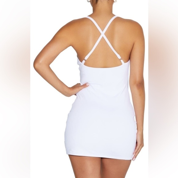 NEW Naked Wardrobe Heather Gray 100% COTTON Ruched Strap Mini Dress - Picture 11 of 14